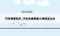 汽车黑客技术_汽车会被黑客入侵吗怎么办