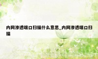 内网渗透端口扫描什么意思_内网渗透端口扫描