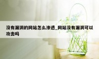 没有漏洞的网站怎么渗透_网站没有漏洞可以攻击吗