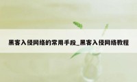 黑客入侵网络的常用手段_黑客入侵网络教程