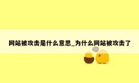 网站被攻击是什么意思_为什么网站被攻击了