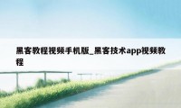 黑客教程视频手机版_黑客技术app视频教程