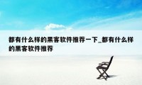 都有什么样的黑客软件推荐一下_都有什么样的黑客软件推荐