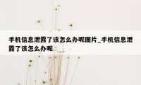 手机信息泄露了该怎么办呢图片_手机信息泄露了该怎么办呢