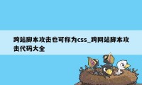 跨站脚本攻击也可称为css_跨网站脚本攻击代码大全