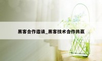 黑客合作邀请_黑客技术合作共赢