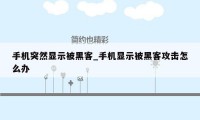 手机突然显示被黑客_手机显示被黑客攻击怎么办