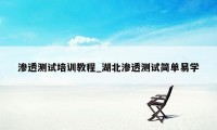 渗透测试培训教程_湖北渗透测试简单易学