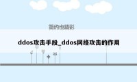 ddos攻击手段_ddos网络攻击的作用