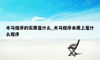 木马程序的实质是什么_木马程序本质上是什么程序