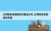 公司综合渗透测试方案怎么写_公司综合渗透测试方案